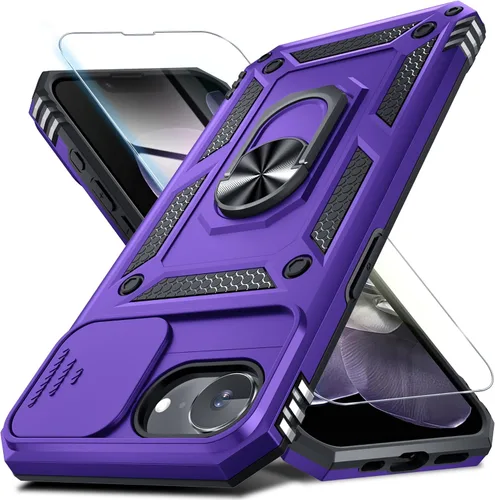 Vista 86 de Janmitta Funda para iPhone 8 Plus/7 Plus/6 Plus, Cubierta de Teléfono con Cubierta Deslizante Integrada para Lente de Cámara + Protector