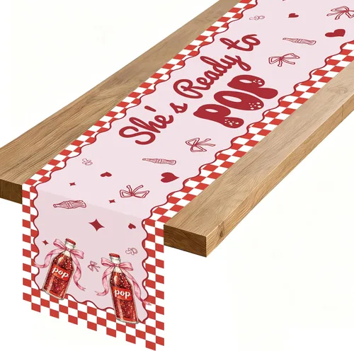 Vista 15 de Camino de mesa de feliz cumpleaños, negro, rojo, amarillo, ratón, tela de poliéster, decoración de mesa de comedor para decoración de fiesta