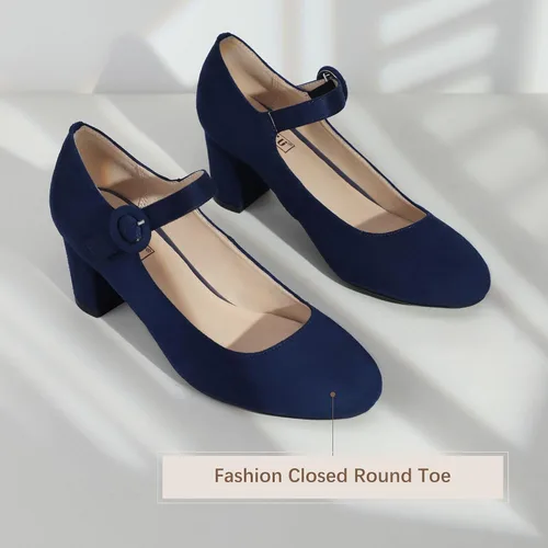 Vista 6 de IDIFU - Vestido de caramelo para mujer, zapatos Mary Jane, tacones de bloque bajo, punta redonda cerrada, oficina, trabajo, iglesia, boda, zapatos