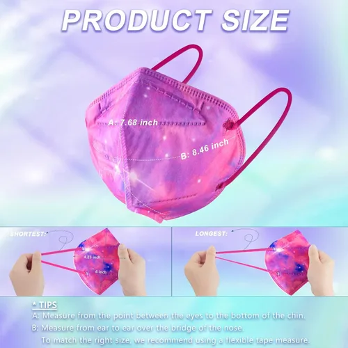 Vista 5 de Rasav KN95 Mascaras faciales, máscara de seguridad contra el polvo de 5 capas cómoda, diseño multicolor KN95 para mujeres y hombres