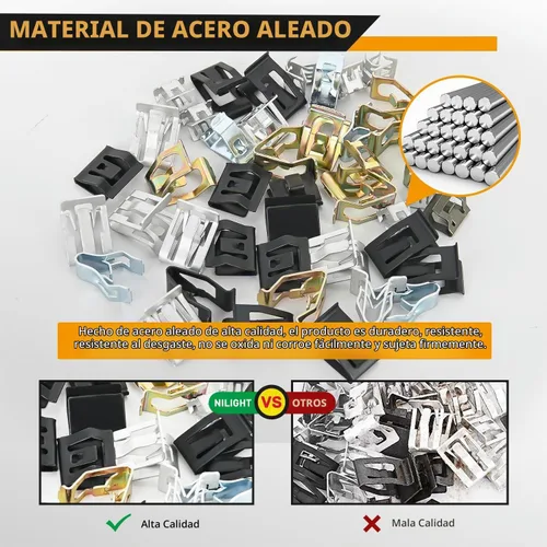 Vista 5 de GOOACC 100 piezas de 10 tamaños de clip de moldura de resorte de metal clip universal de sujeción de cuerpo de automóvil compatible con GTI, Jetta