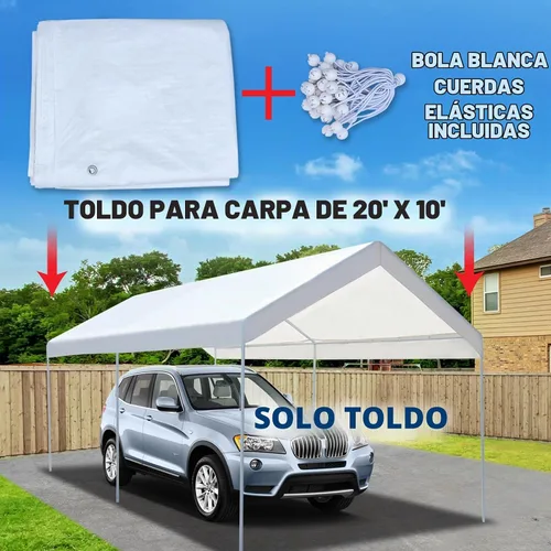 Vista 4 de YardGrow Cubierta de toldo de repuesto para cochera de 10 x 20 pies para tienda de campaña, cubierta de refugio de garaje con bolas elásticas