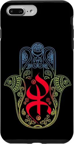Vista 12 de Funda para iPhone 13 Pro Max Khamsa Amazigh Berber con símbolo de Yaz con colores vibrantes de la bandera