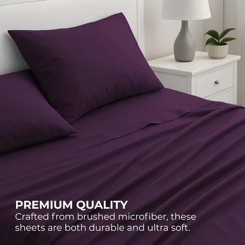 Vista 69 de Pure Bedding Juego de Sábanas Twin - Sábanas de Cama de Microfibra Ultra-Suave 1800 - Doble Cepillado - Bolsillos Profundos - Ajuste Fácil - Extra