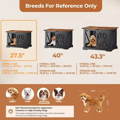 Vista 5 de VOPEAK Mueble de jaula para perros pequeños de 27.5 pulgadas, jaula resistente a los mordedores para cachorros, jaula resistente para perros