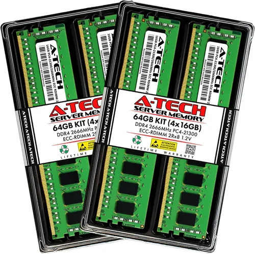 Vista 199 de A-Tech 4GB DDR4 2133MHz PC4-17000 ECC RDIMM 1Rx8 Single Rank 1.2V ECC Registered DIMM de 288 pines Módulo de actualización de memoria RAM