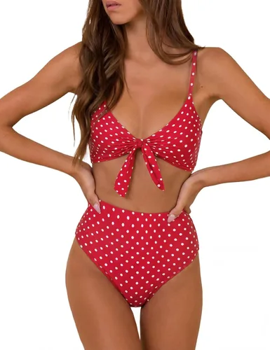 Vista 7 de Blooming Jelly - Conjunto de bikini de cintura alta para mujer, de dos piezas, con nudo, trajes de baño de talle alto Bandera americana A9