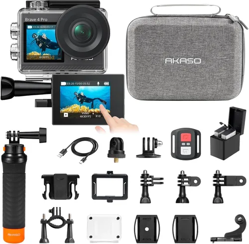 Vista 12 de AKASO Brave 4 Pro Action Camera 4K con tarjeta MicroSD U3 de 64 GB