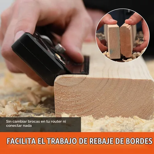 Vista 3 de Saker Cepillo de biselado - Herramienta de aplanamiento de borde de esquina para carpintería con localizador auxiliar, cepilladora de biselado