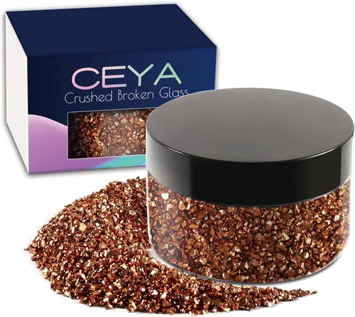 Vista 41 de Ceya - Conjunto de purpurina de vidrio irregular triturado en 32 colores, 640g/ 22.6 oz, chips de cristal metálico roto de 2-4mm, purpurina gruesa