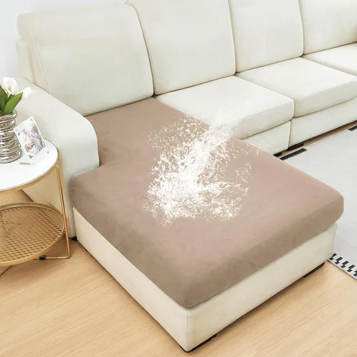 Vista 8 de NAISI Fundas de cojín impermeables de tela de terciopelo grueso lavable, 1 pieza, fundas individuales para sofá modular con parte inferior elástica