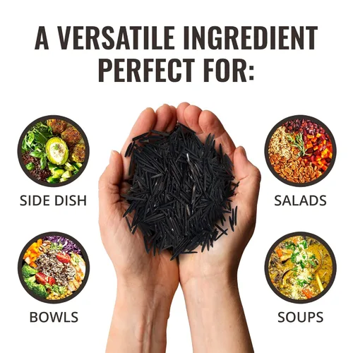 Vista 6 de 1 paquete de 8 onzas de arroz silvestre, todo natural, sin gluten, sin OMG, kosher y vegano puro de grano largo, alimento saludable para toda