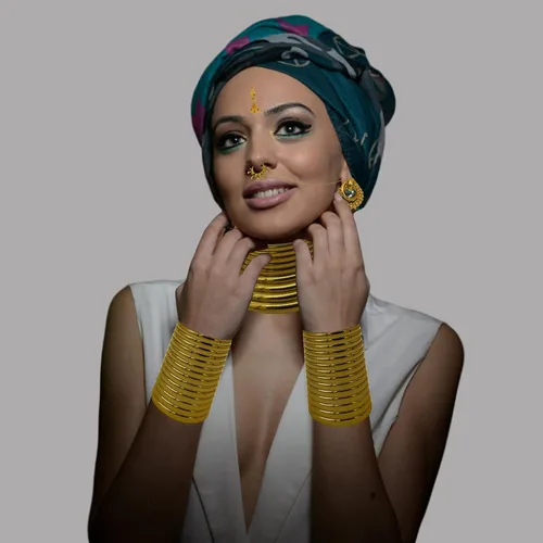Vista 6 de RDKOEAKEL 7 PCS African National Vintage Gold Flamboyant Jewelry Set Egypt Choker Bracelet African Nose Rings Hoop Chain Earrings for women