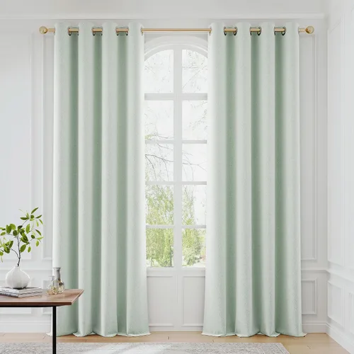 Vista 11 de FMFUNCTEX Cortinas florales 100% opacas para dormitorio, cortinas texturizadas en relieve azul de 63 pulgadas de largo para sala de estar, cortina