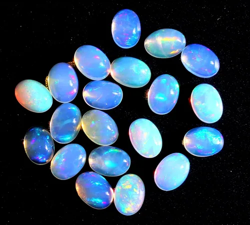 Vista 3 de Cabujones de piedras preciosas sueltas ovaladas de ópalo etíope natural, 10 piezas, ópalo etíope de 0.157 x 0.236in, calidad AAA