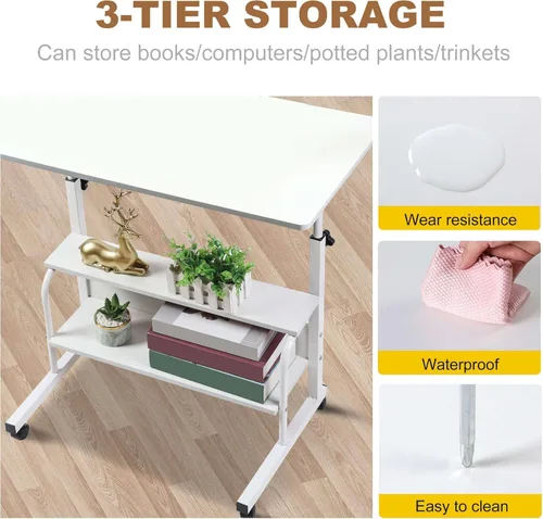 Vista 6 de Mesa Ajustable para Estudiante Computadora Portátil Muebles de Oficina en Casa Espacios Pequeños Sofá Dormitorio Mesita de Noche Escritorio Aprender