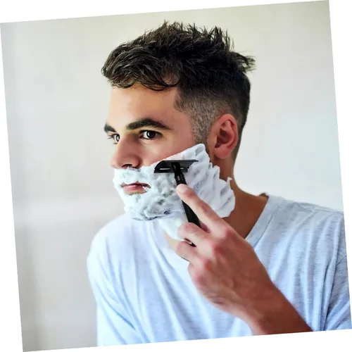 Vista 6 de Angoily 2 unids seguridad afeitadora barba recortadora reutilizable doble hoja más cercana afeitado durable hombres herramienta de afeitar