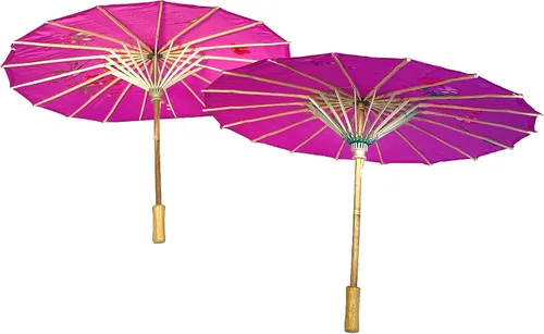 Vista 24 de TJ Global Paquete de 2 paraguas chinos japoneses para niños, 22 pulgadas, para bodas, fotografías, disfraces, cosplay, decoración y otros eventos, 2