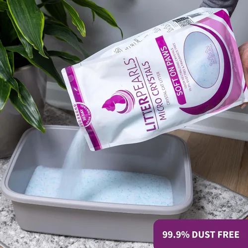Vista 2 de Litter Pearls Micro Crystals Unscented Non-Clumping Crystal Cat Litter with Odorbond, 10.5 Pounds (Pack of 3)