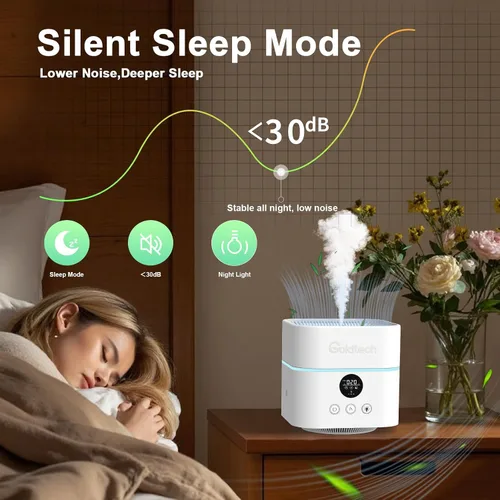 Vista 5 de Purificador de aire y humidificador combinado para dormitorio de hasta 200 pies cuadrados, purificadores de aire de escritorio H13 con filtro HEPA