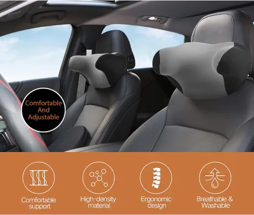 Vista 6 de Almohada para reposacabezas de automóvil, cómoda almohada de cuello con forma de memoria para aliviar el dolor de cuello, diseño ergonómico