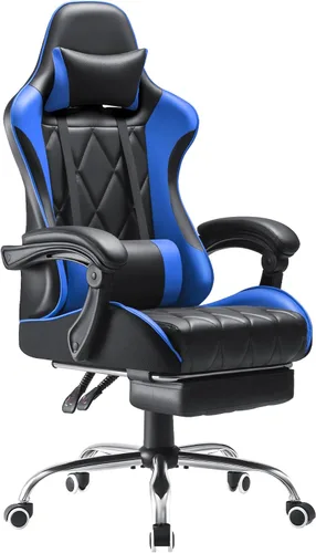 Vista 9 de Shahoo Silla ergonómica para videojuegos, reposapiés y soporte lumbar de Negro