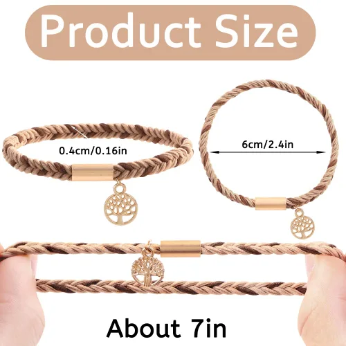 Vista 3 de DIYDEC 10 Ligas para el Cabello Pulsera para Mujeres 5 Estilos Suaves Trenzadas Boho Bandas para el Cabello Elásticas Sin Daño Ligas para el Cabello