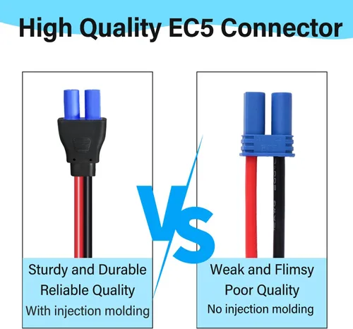 Vista 2 de Cable de Arranque EC5 de 10AWG con Abrazaderas de Batería, Clips de Cocodrilo de 12V a Conector EC5 Cable de Extensión de Carga para Arrancador
