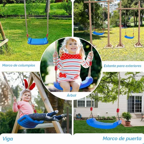 Vista 3 de IFOYO Asiento de columpio de árbol, accesorios para niños, patio de juegos al aire libre e interior, azul