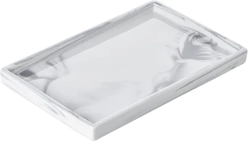 Vista 7 de Bandeja de maquillaje de cerámica Redelaenor, soporte de accesorios de baño negro para organizador de fregadero de cocina y bandeja decorativa