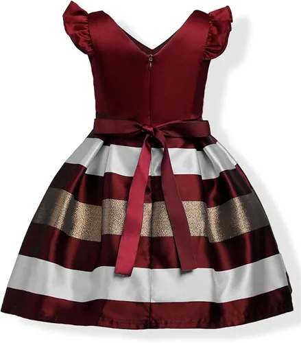 Vista 3 de NSSMWTTC 2-10T - Vestidos de rayas para niñas pequeñas, vestido de fiesta de boda de Navidad