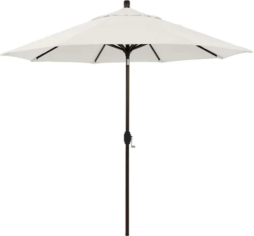 Vista 12 de California Umbrella Paraguas redondo de aluminio del mercado de 9', elevación de manivela, inclinación del botón, poste de bronce Azul (Air Blue)