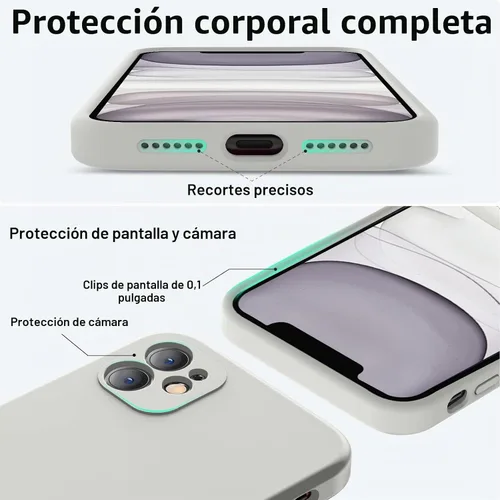 Vista 4 de Vooii Funda compatible con iPhone 11, silicona líquida mejorada con bordes planos, protección de cámara, forro de microfibra antiarañazos, funda