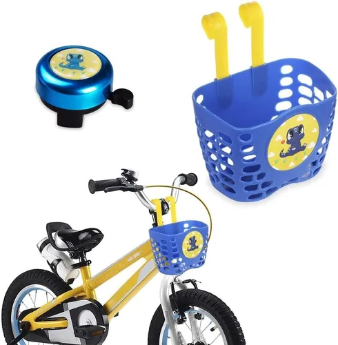 Vista 7 de Kid's Bike Basket Accessories Set, MINI-FACTORY Cute Pattern Bicycle Front Handlebar Basket Bell, Streamer for Kid Bike