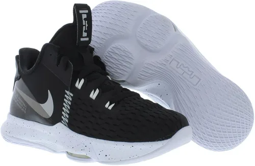 Vista 2 de Nike Tenis de baloncesto Lebron Witness 5 para niños Ct4629, NegroPlateadoBlanco