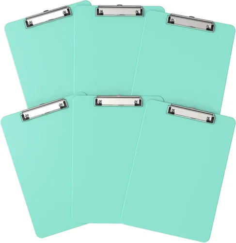 Vista 32 de Portapapeles de plástico, tablero de clip negro A4 de 8.5 x 11 pulgadas para aula, estudiantes, niños, mujeres, tamaño 9 x 12.5 pulgadas con clip