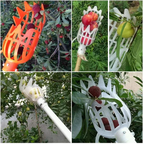 Vista 3 de Zerone Cesta recolectora de frutas de plástico para jardín, herramienta de recolección de frutas, equipo de recolección de frutas para recolección