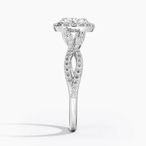 Vista 2 de IGI Anillo de compromiso de diamantes de talla excelente ovalada blanca de 0.93 quilates con marquesa de acento y diamantes redondos de laboratorio