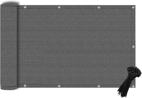 Vista 8 de POYEE - Cubierta de privacidad para balcón, color negro, 3 x 10 pies, para apartamentos y patios UV Protection Weather Resistant Shade Cloth for
