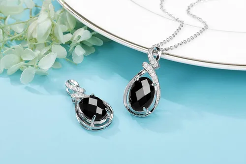 Vista 2 de Top Plaza Collar de piedra de cristal curativo con colgante de piedra preciosa natural con circonita cúbica para mujer, joyería para mamá, novia