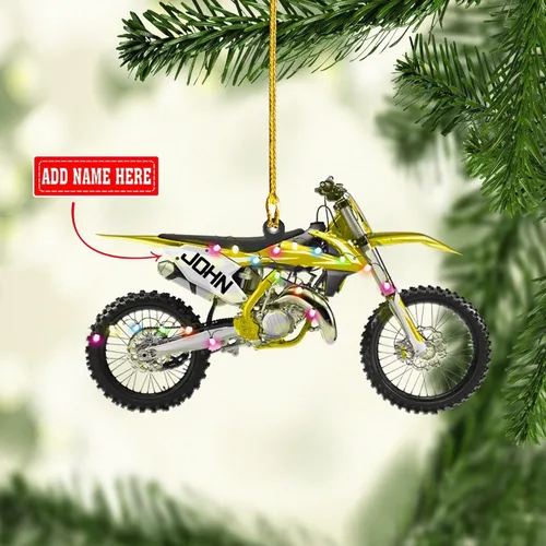 Vista 4 de NAZENTI Adorno personalizado de motocicleta, adornos personalizados de moto de cross para árbol de Navidad, adornos de Navidad de motocross, regalos
