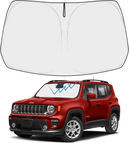 Vista 170 de Proadsy Parasol para parabrisas Rivian R1S 2022-2025 2026 de 4 capas plegable, protector de parasol frontal que bloquea los rayos UV, mantiene