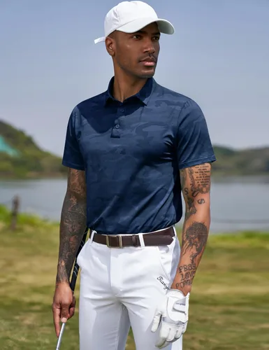 Vista 84 de TAPULCO Camisetas tipo polo de secado rápido para hombre, diseño de camuflaje, atléticas, ligeras, transpirables, casuales, para golf