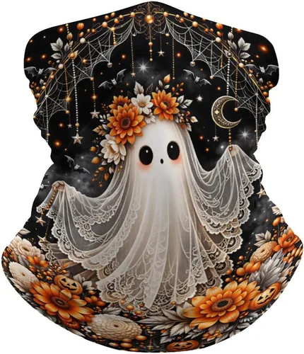 Vista 8 de Cozy Autumn Ghosts Halloween Pattern Balaclava