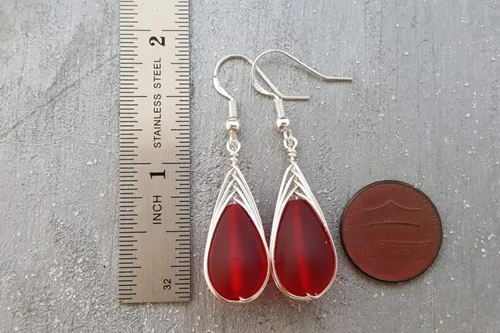 Vista 48 de Yinahawaii Handmade Sea Glass Earrings, Hawaiian Jewelry, Wire Braided Earrings Teardrop Earrings, Beach Jewelry Sea Glass Jewelry For Women Cobalt