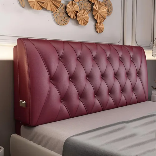 Vista 10 de Cabecera tapizada de piel sintética suave con botones para cama de tamaño doble/Queen/King, funda suave de soporte con cabecera, azul