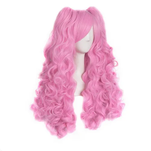 Vista 42 de Peluca MapofBeauty Lolita para disfraz, cabello largo, rizado, con coleta, Blanco