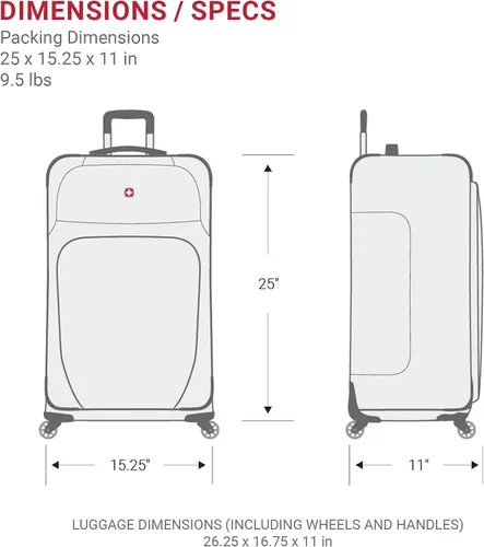 Vista 7 de SwissGear - Equipaje suave expandible Sion con ruedas, Borgoña