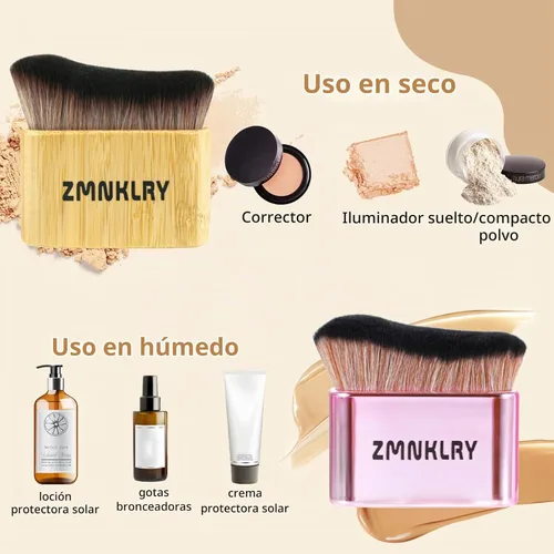 Vista 6 de Kabuki Brush - Brocha bronceadora y autobronceadora, mejora para maquillaje facial y corporal