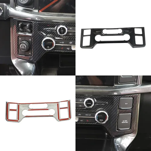 Vista 5 de Cubierta del panel de control central de fibra de carbono Tirm para Ford F150 2021+(aire acondicionado A/C)